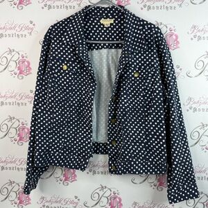 Coldwater Creek long sleeve jacket button up dotted Navy Polka Dot Blazer